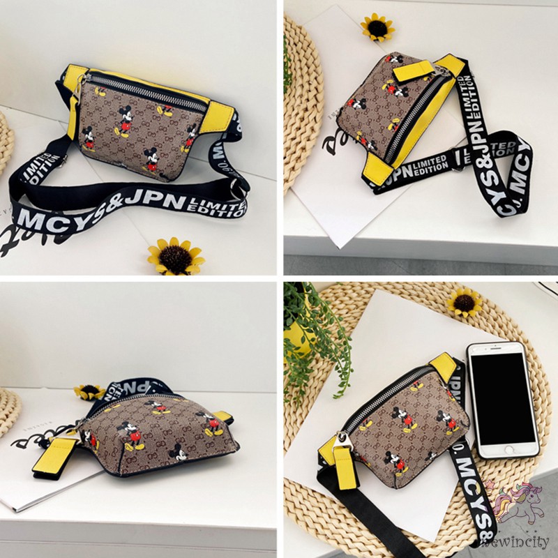 Túi đeo chéo PU họa tiết hoạt hình phong cách Hàn Quốc dành cho các bé