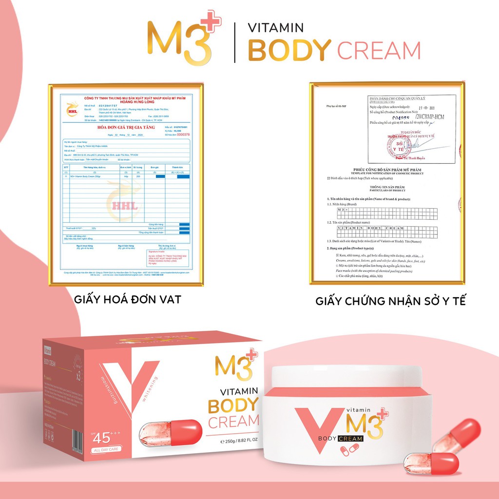 Body Vitamin M3+ 250g - Body Trắng Da Toàn Thân Ngày Đêm