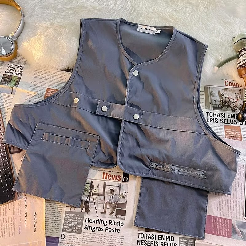 Áo Không Tay Dáng Ngắn Phong Cách Thời Trang Retro Nhật Bản Có Size M-3XL Cho Nam Giới