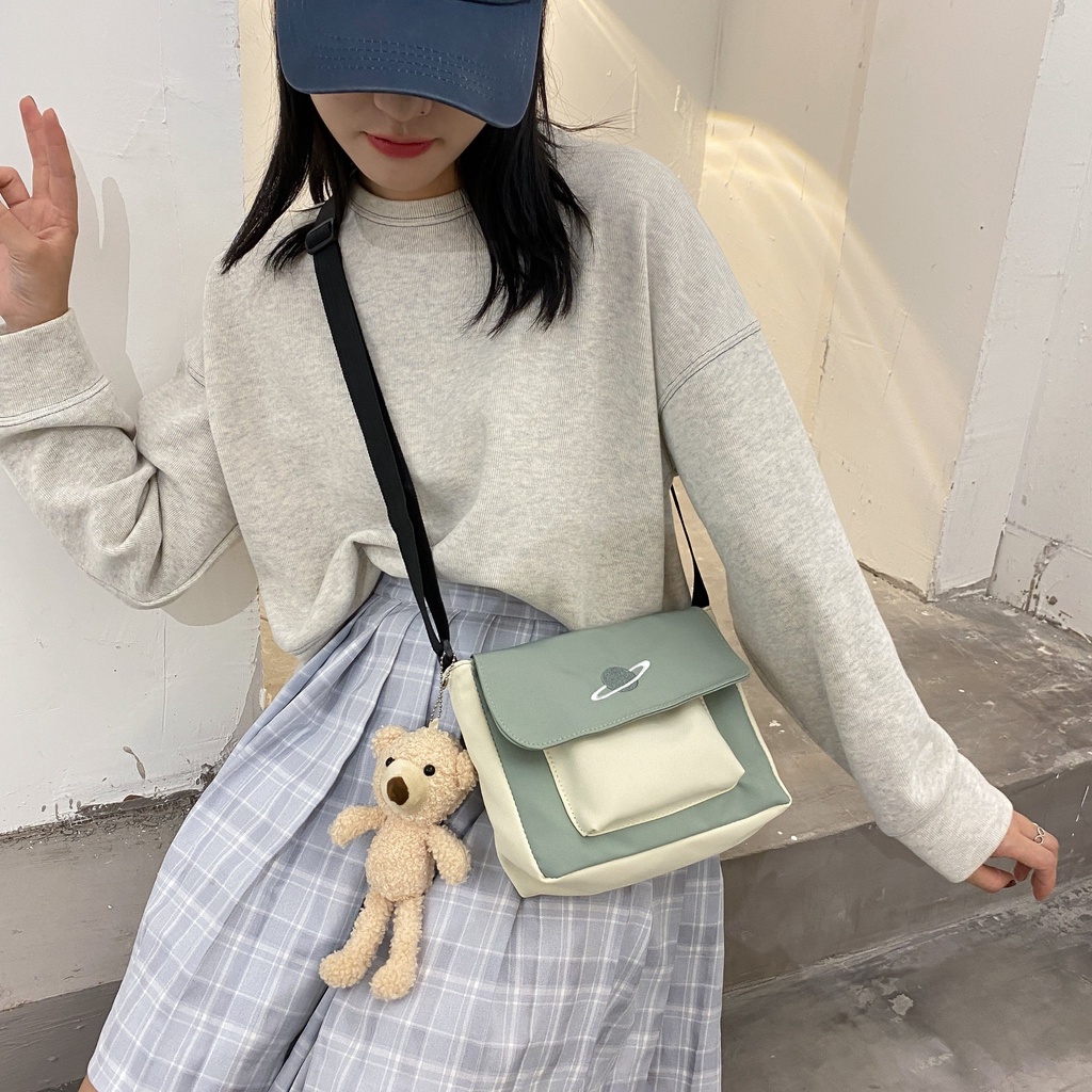 Túi đeo chéo nam nữ đi chơi phong cách Ulzzang Hàn Quốc thêu hành tinh