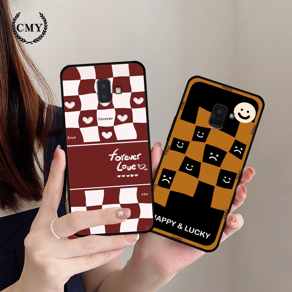 Ốp lưng Samsung J6 2018 / J6 Plus / J6+ / J8 in hình họa tiết caro trái tim, mặt cười đơn giản, cá tính