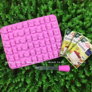 Combo khuôn và 3 gói gelatine làm kẹo dẻo chip chip cho bé