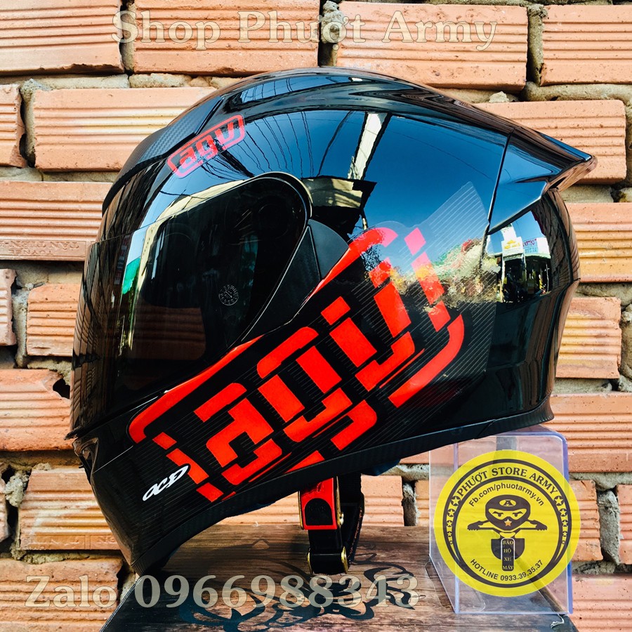 Mũ bảo hiểm 138 lên tem AGV đỏ