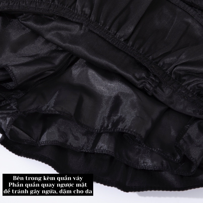 Chân váy nhung cạp cao nhún 2 bên đen tigoan KRISTEN SKIRT/BL | BigBuy360 - bigbuy360.vn