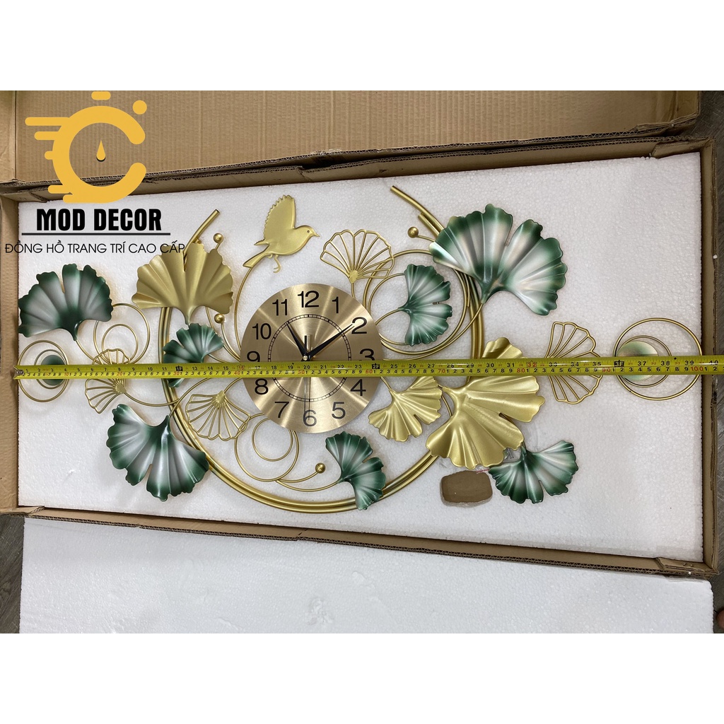 Đồng hồ treo tường kim trôi hoa xanh 2861 cho phòng khách rộng
