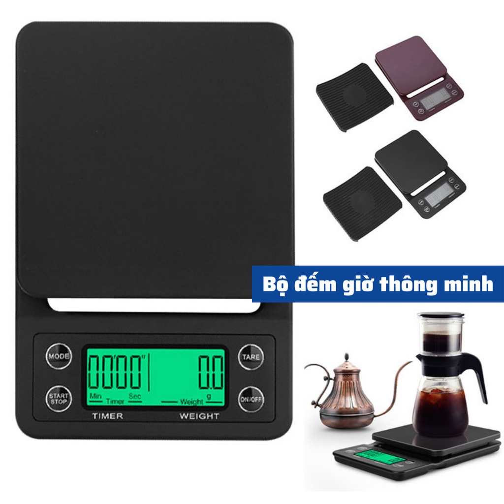 Cân pha cà phê tiểu ly điện tử mini cafe rang xay Espresso định lượng 0.1g - 5kg độ chính xác cao làm bánh nhà bếp