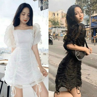 Váy nhún rút dây tiểu thư