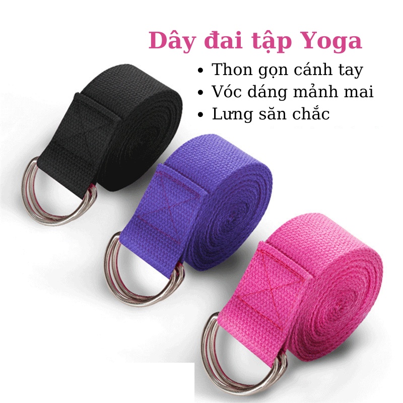 Dây Đai Tập Yoga Giãn Cơ Sợi Cotton Hỗ Trợ Tập Động Tác Khó, Dây Tập Yoga Loại 1 Dài 1,83m Tăng Dẻo Dai Cơ Thể