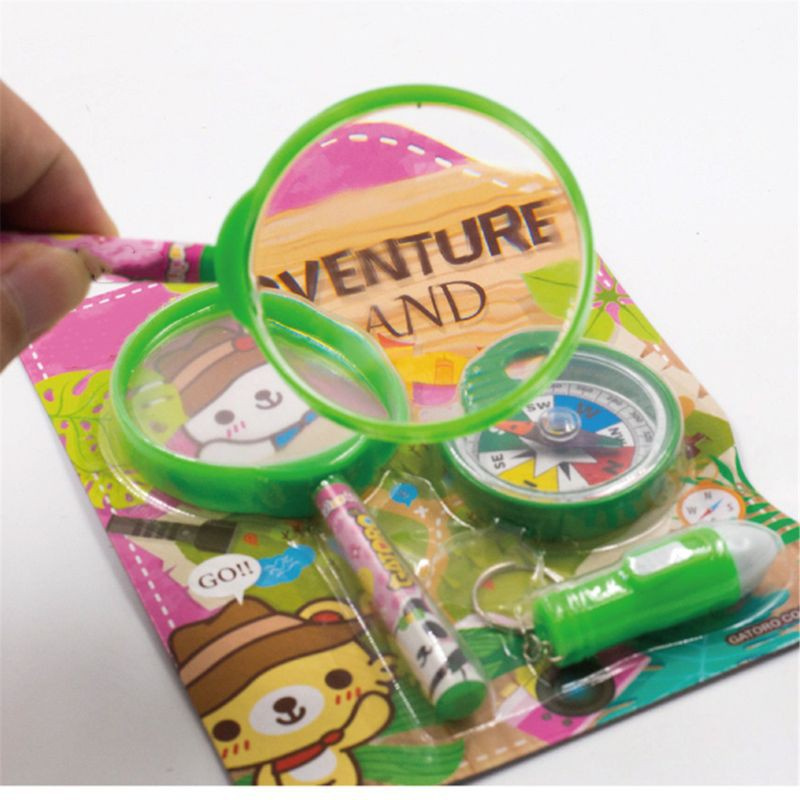 WMMB Magnifying Glasses Compass Flashlight Set Toy For Kids Outdoor Explor Indoor Toy Boys Girls