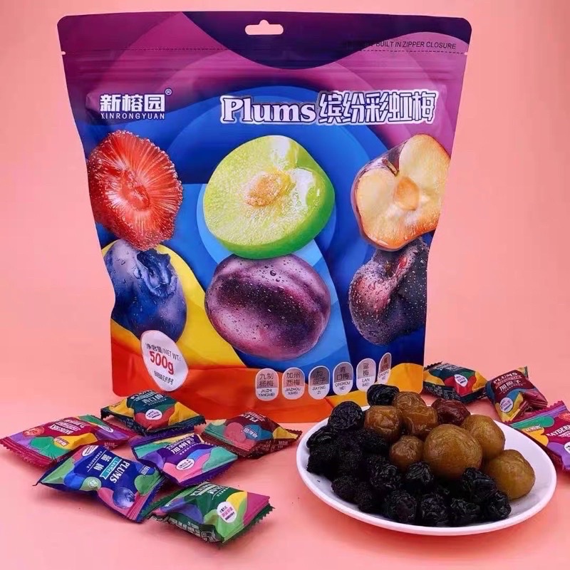 Gói ô mai thập cẩm Plum mix sẵn nhiều vị 500gr