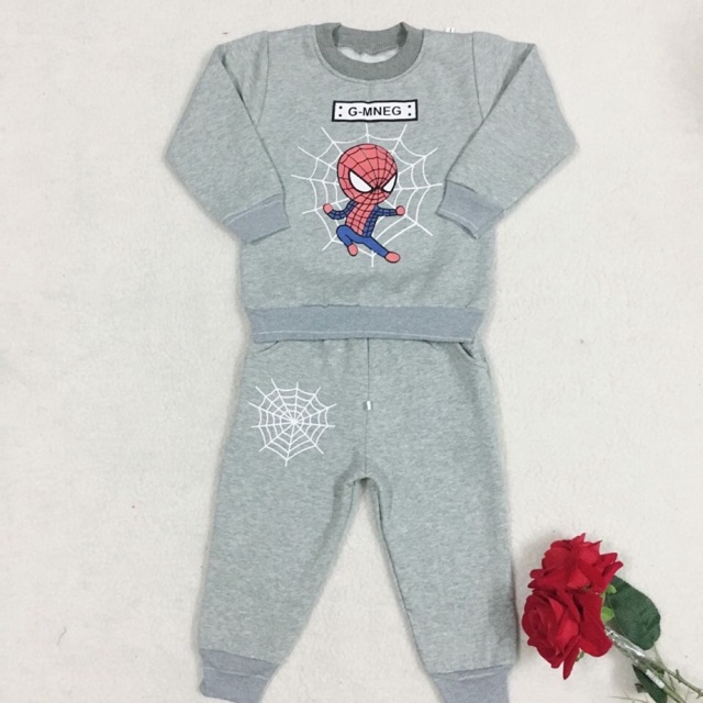 Bộ nỉ bông siêu nhân nhện spider man bé trai 10-20 kg