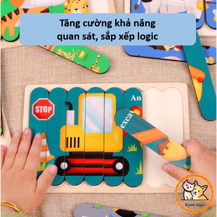 Đồ Chơi Ghép Hình Que Gỗ 2in1 Độc Đáo Cho Bé Yêu Phát Triển Trí Tuệ Kumi Toys