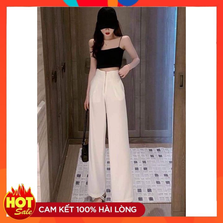 QUẦN SUÔNG CẠP CAO GEN BỤNG KHÓA TRƯỚC💓HOT TREND 2021💓 QUẦN VẢI ỐNG RỘNG SIÊU HÁCH DÁNG