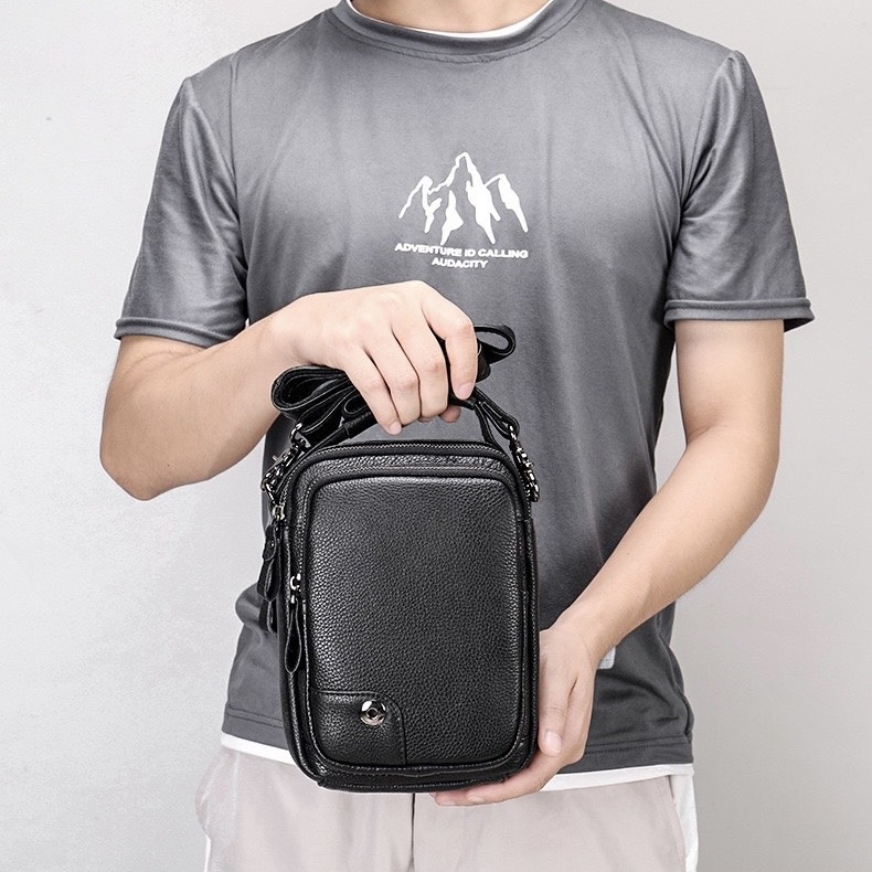 TÚI XÁCH NAM DA THẬT MÀU ĐEN DB175