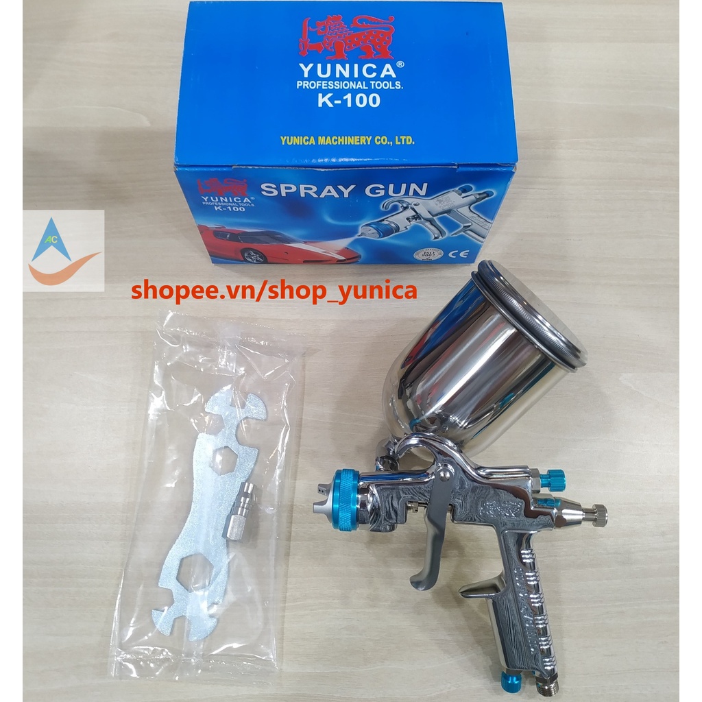 Súng phun sơn YUNICA K-100  Yunica xuất xứ Đài Loan Dùng phun sơn dầu, sơn PU, sơn xe