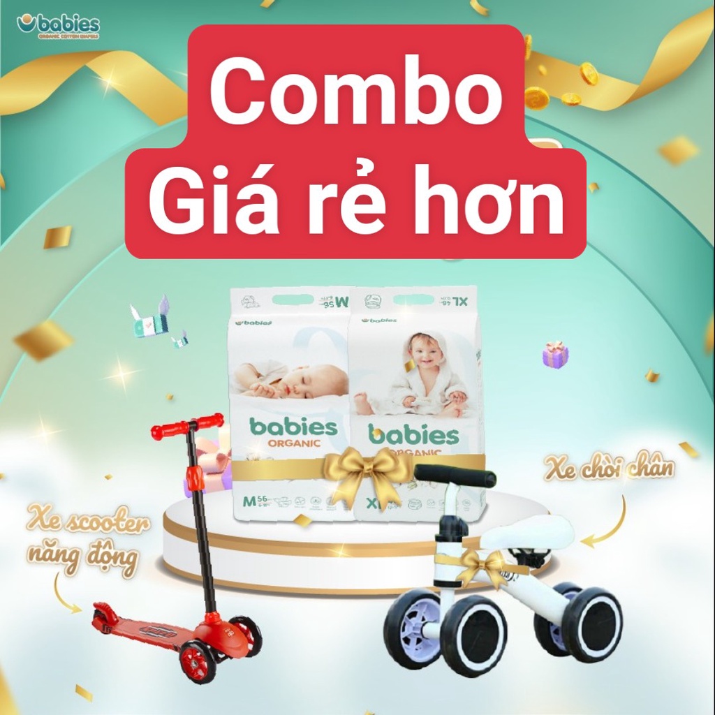 Bỉm Dán/Quần 𝑩𝑨𝑩𝑰𝑬𝑺 𝑶𝑹𝑮𝑨𝑵𝑰𝑪 an toàn cho bé size NB76/S66/M56/L46/M54/L50/XL46/XXL40/XXXL38