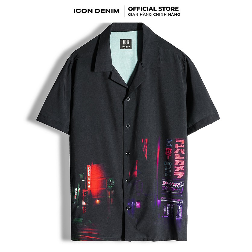 Áo Sơ Mi Nam ICON DENIM Tay Ngắn Cổ Bẻ City Night