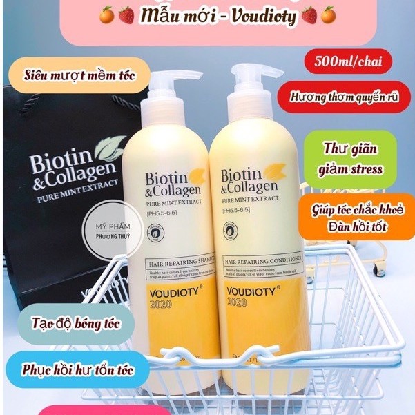 Cặp Dầu Gội Xả Biotin Collagen Mẫu Mới 4 Màu 2021 Dung Tích 1000ml