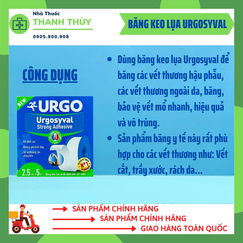 BĂNG KEO LỤA URGOSYVAL Dùng Để Băng Các Vết Thương Hậu Phẫu