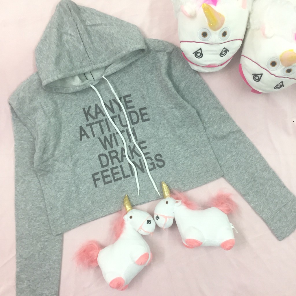 [Ảnh thật] Hoodie croptop (38-53kg). áo croptop hoodie. kanye