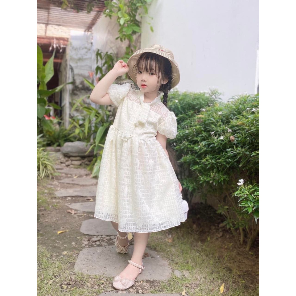 Váy trắng cho bé gái  - BABYSTORE88 - đầm công chúa trẻ em 1 2 3 4 5 6 7 8 9 10 11 12 tuổi V44