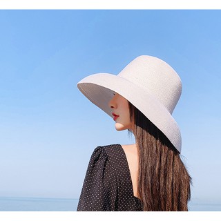 Mũ cói lồng đèn vành rộng dáng basic