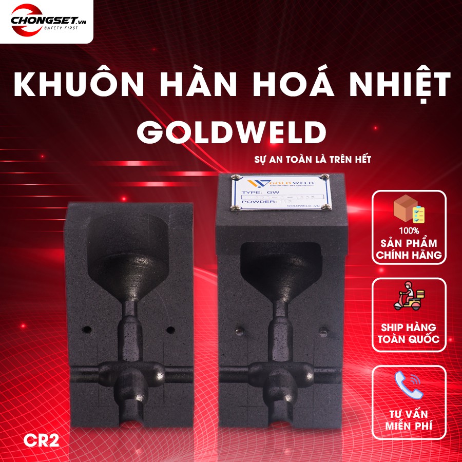 Khuôn Hàn Hoá Nhiệt GOLDWELD Nối Kiểu Chữ T Cọc - Cáp Chất Liệu Graphite Bền Bỉ CR2