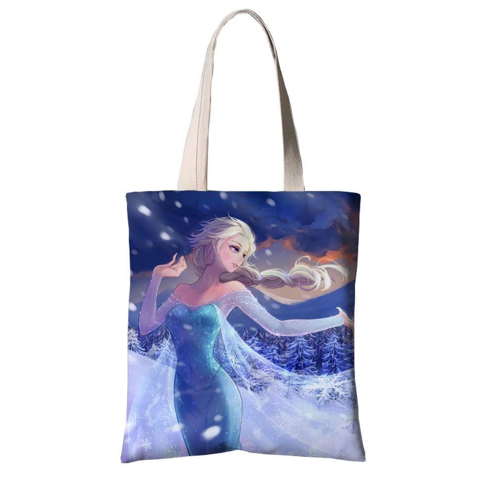♛Túi Đeo Vai Vải Canvas In Hoạt Hình Công Chúa Băng Giá Aisha Anna Merchandise Dành Cho Học Sinh