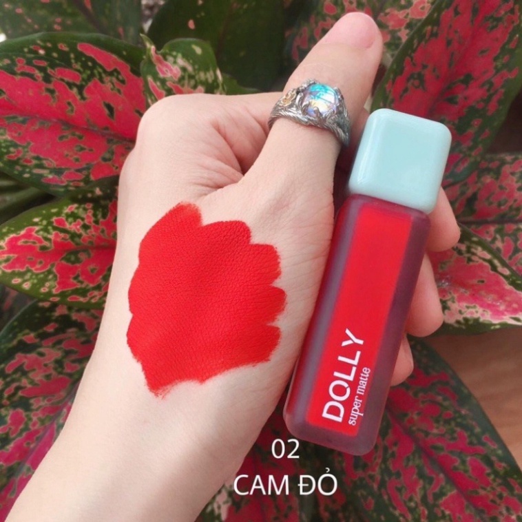 Son kem lì màu cam đỏ Dolly super matte, son kem lì không chì bền màu lâu trôi