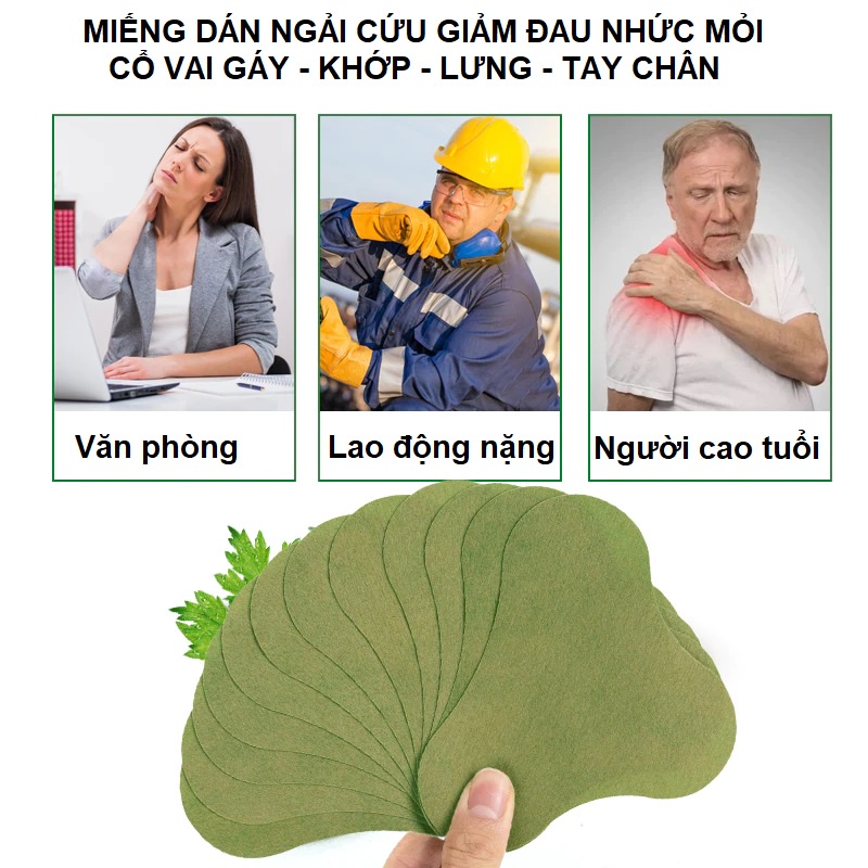 (HCM) Hộp 12 Miếng Dán Ngải Cứu Giảm Đau Nhức Mỏi Cổ Vai Gáy Xương Khớp Miếng Dán Thải Độc