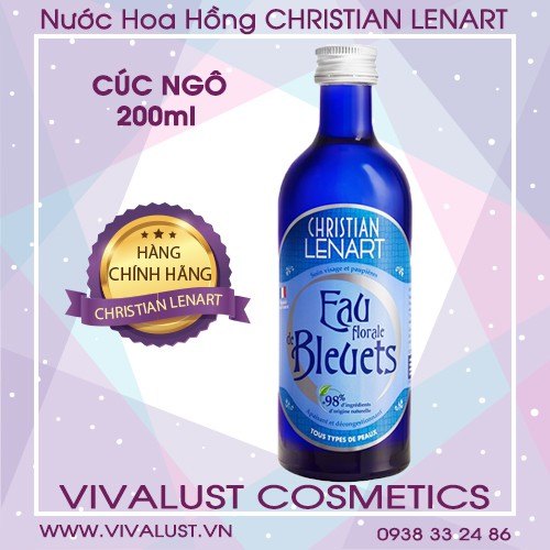 Nước Cân Bằng Da CHRISTIAN LENART Hoa Xa Cúc Lam - Eau Florale De Bleuets 200ml (Chăm Sóc Vùng Da Mắt)