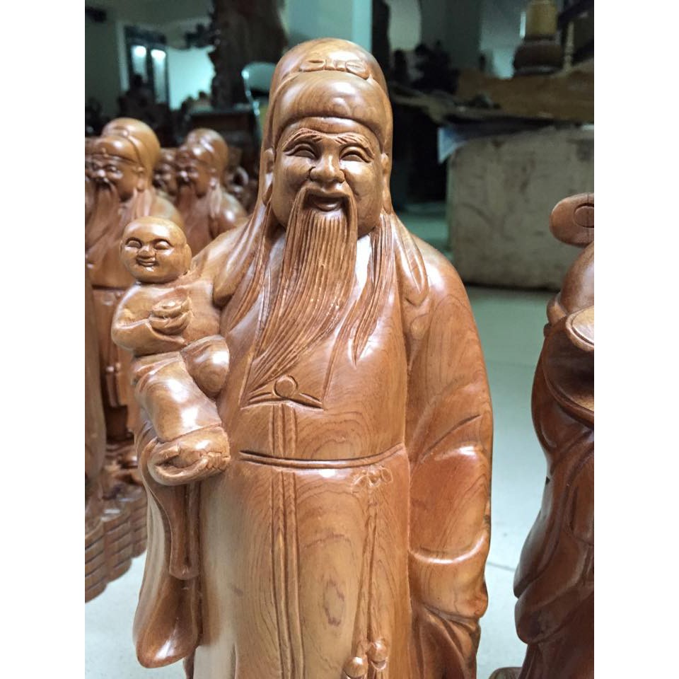 Tượng Tam Đa - Phúc Lộc Thọ Gỗ Bách Xanh mùi thơm dịu