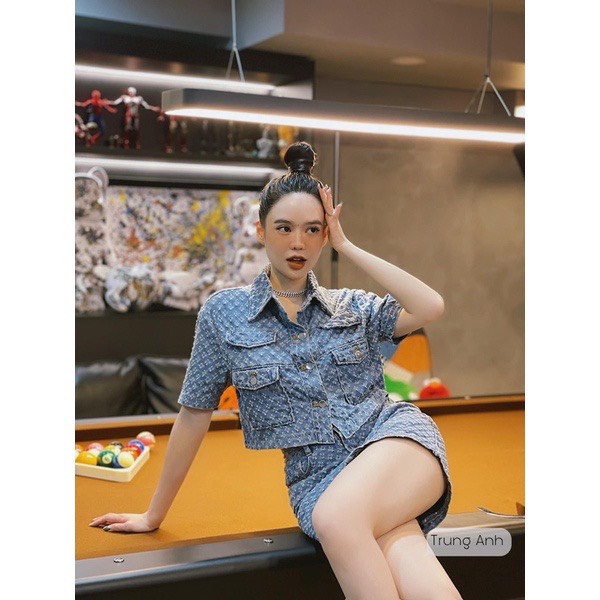 set áo và quần sooc jean hàng dày dặn loại đẹp