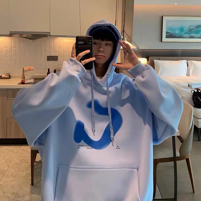 Áo Hoodie Thể Thao Dáng Rộng In Chữ Phong Cách Hip Hop Đường Phố Hàn Quốc Cỡ M-5XL Cho Nam