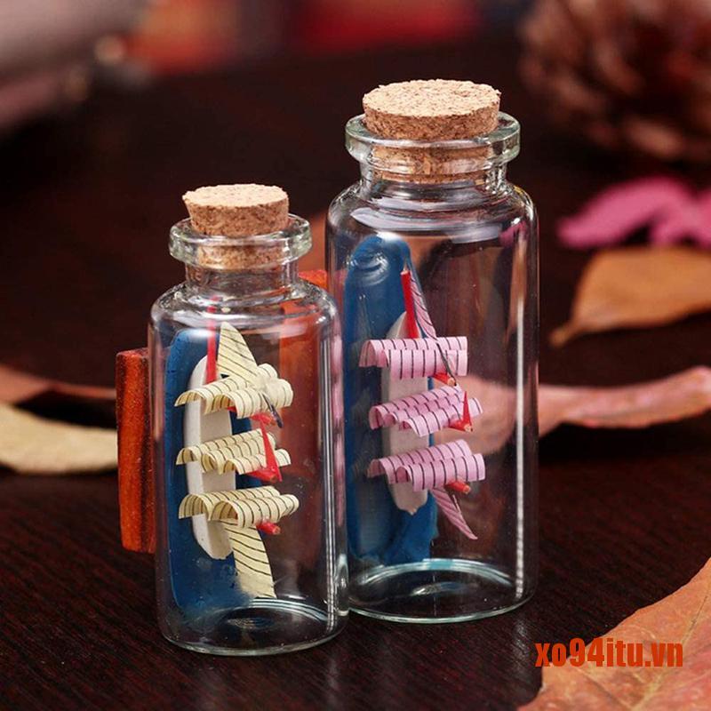 Set 10 Chai Thủy Tinh Mini Có Nút Bần Trong Suốt