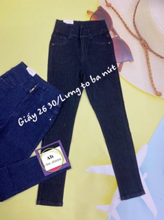 Quần jean giấy lưng siêu cao 3 nút