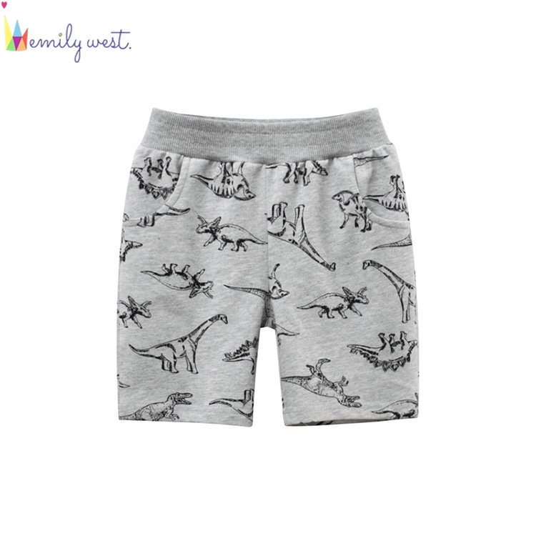 Quần Short Cotton In Họa Tiết Khủng Long Dễ Thương Thoải Mái Thời Trang Mùa Hè Cho Bé Trai 1-9 Tuổi