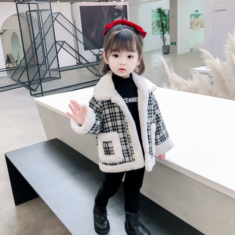 Áo khoác len lót nhung dày thời trang mùa đông cho bé gái