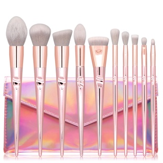 WET N WILD Bộ 10 Cọ Trang Điểm Ướt Và Khô Màu Vàng Hồng Kèm Túi Đựng