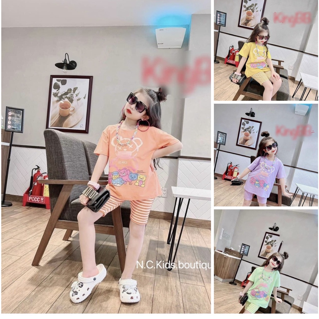Bộ bé gái, bộ Cotton in hình cho bé gái