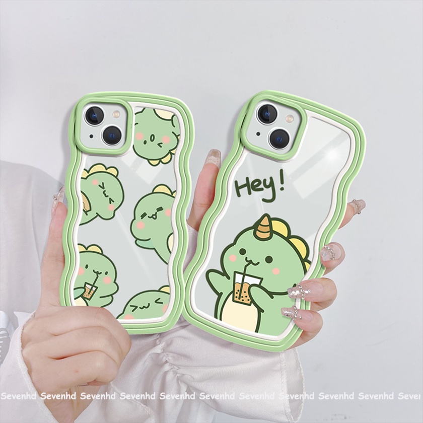Ốp Điện Thoại Mềm Hình Khủng Long Uống Nước Cho iPhone 14 13 12 11 Pro Max Xs Max Xr X 7 8 6 6s Plus