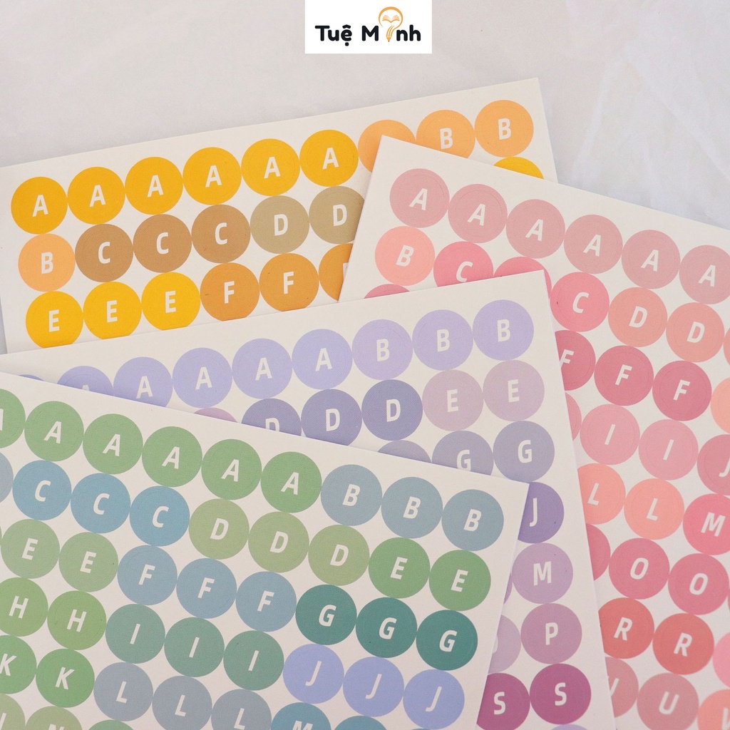 Sticker chữ alphabet in hoa màu pastel STI56 nhãn dán chữ tiếng anh in hoa trang trí sổ đẹp