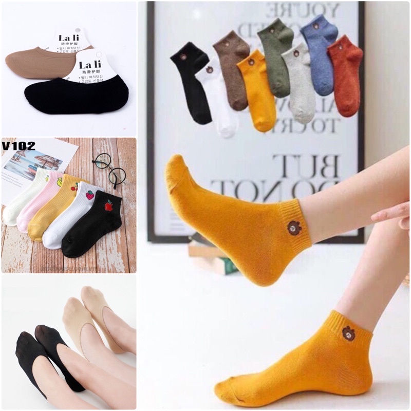 Tất cổ ngắn hình hoa quả & gấu bé