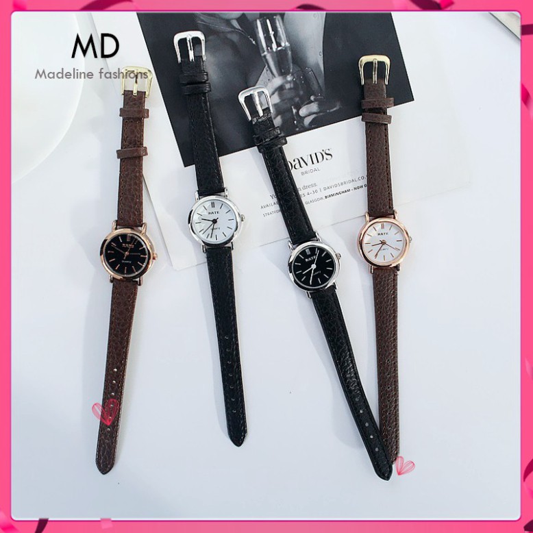 Wy15 FGU Đồng hồ thời trang nữ Rate r02 mặt nhỏ tròn tuyệt đẹp, dây da mềm, đeo êm tây 64 Wy15