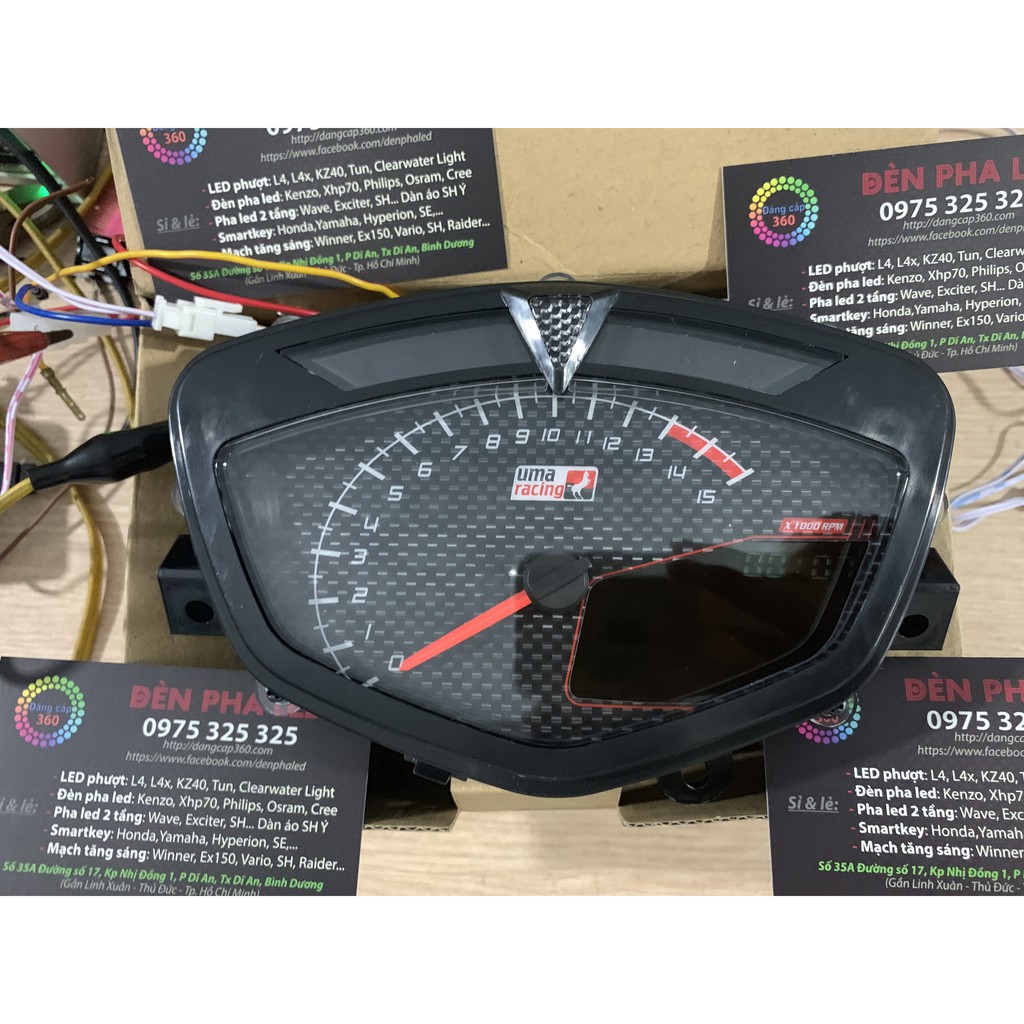 mẫu 2020- đồng hồ điện tử uma ex10 sirius - dong ho uma racing si exciter 135 ex135 4 số koso lắp đặt như rin