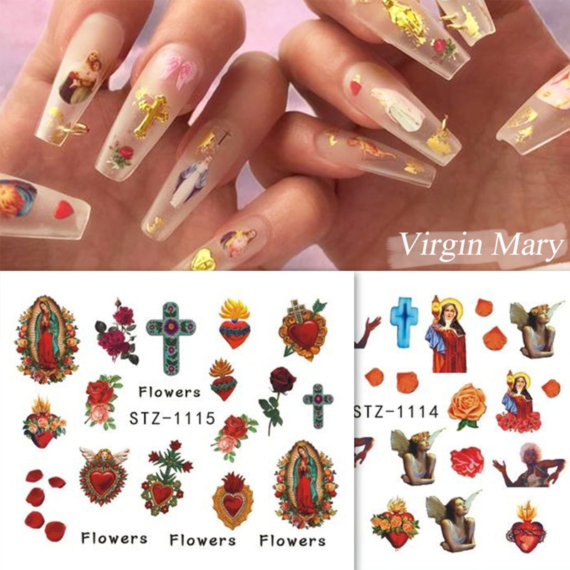 Miếng Dán Trang Trí Móng Tay Acrylic Hình Thiên Thần Thần Nhiều Màu Sắc