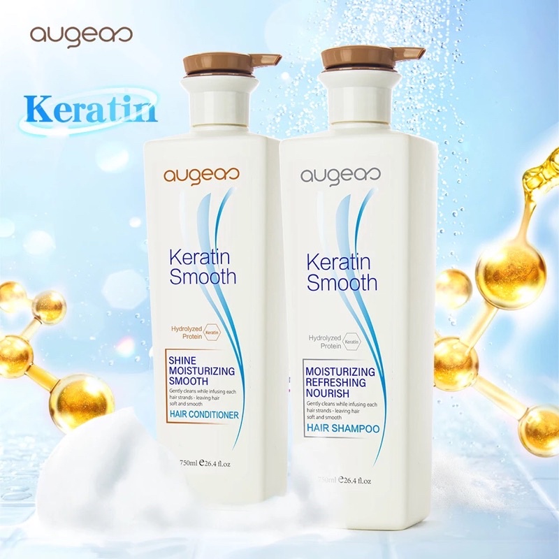 Dầu gội + Xả Augeas colagen keratin chính hãng 750ml x2 chai