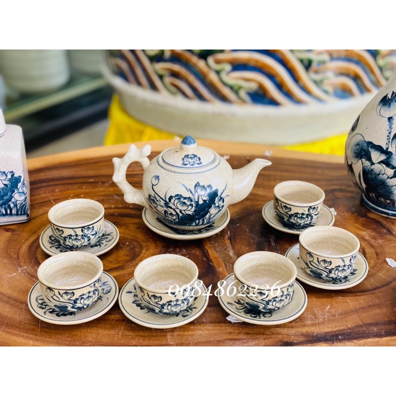 Bộ ấm chén men rạn Bát Tràng - Bộ trà Bát Tràng - GỐM BÁT TRÀNG