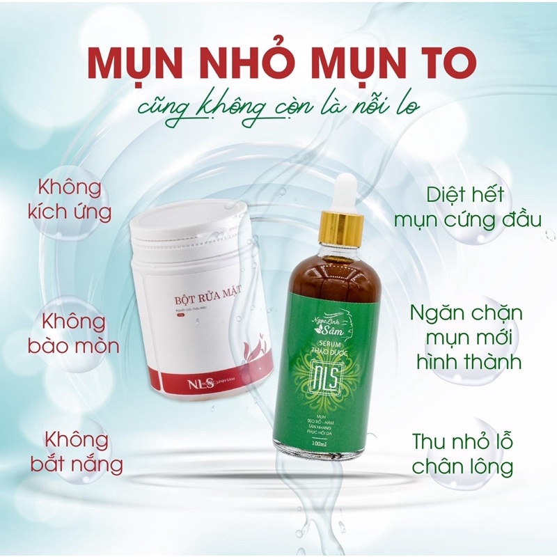 SERUM NGỌC LINH SÂM TẶNG BỘT RỬA MẶT LOẠI BỎ MỤN NÁM TÀN NHANG