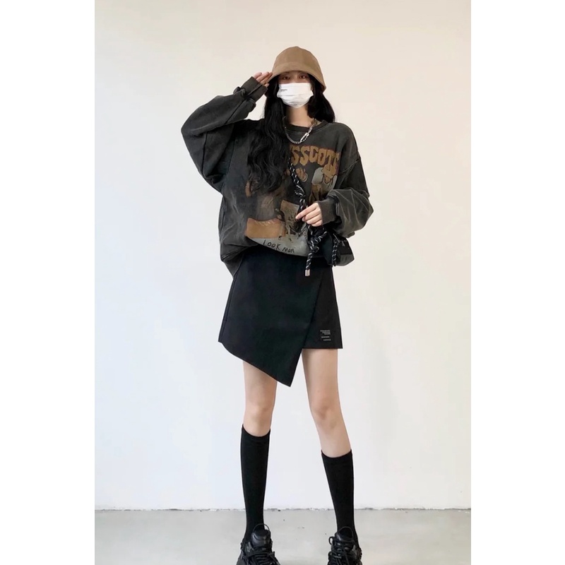 A024 Áo sweater nam nữ Travis Scott oversize đen loang thu đông Áo Hoodie nỉ hiphop dài tay cá tính unisex form rộng